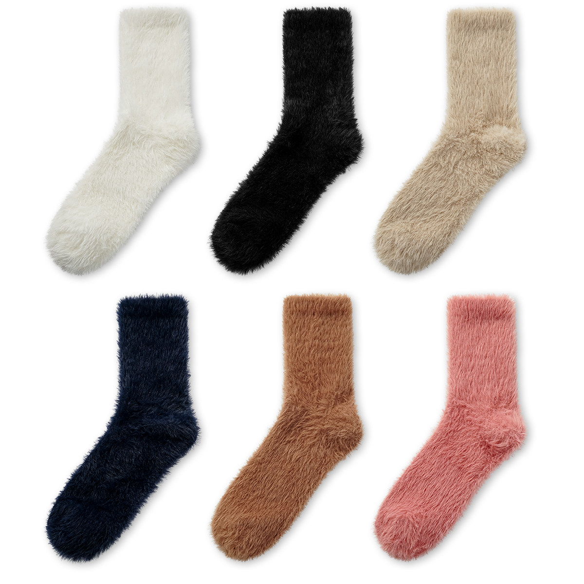 袜say 冬季厚款加绒加厚雪地仿貂绒中筒女保暖月子女袜毛茸茸袜子