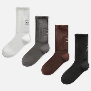 袜say 堆堆袜子日系粗线针织长袜女中筒袜纯棉刺绣字母潮流 春秋款