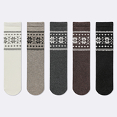 款 袜say 冬季 中筒袜雪花提花图案堆堆袜费尔岛风无骨柔软保暖袜女