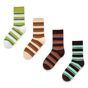 新派学院风百搭条纹毛绒中筒袜 潮袜中筒女秋冬个性 袜say 韩国时尚