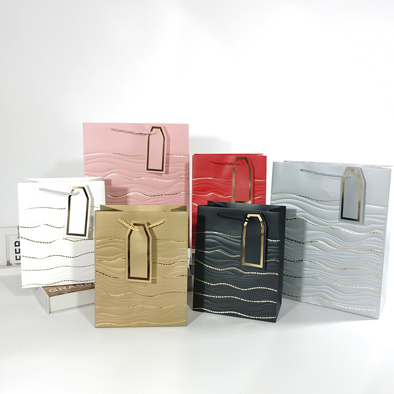 长方形礼品袋子手提袋礼物包装袋黑色金色白色红色银色购物小纸袋