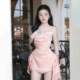减龄修身 怪诞女孩 甜辣性感不规则飘带抹胸连衣裙女 生日礼服短裙