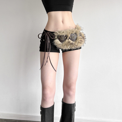 西部废土游牧风毛毛拼接配饰腰带