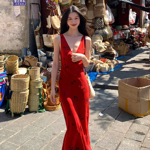 法式复古V领气质优雅连衣裙