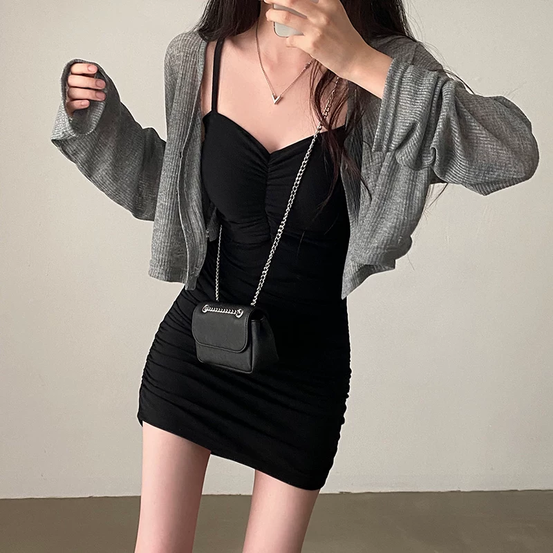 Ретро сексуальный Slip dress, юбка, комплект, защита от солнца, V-образный вырез