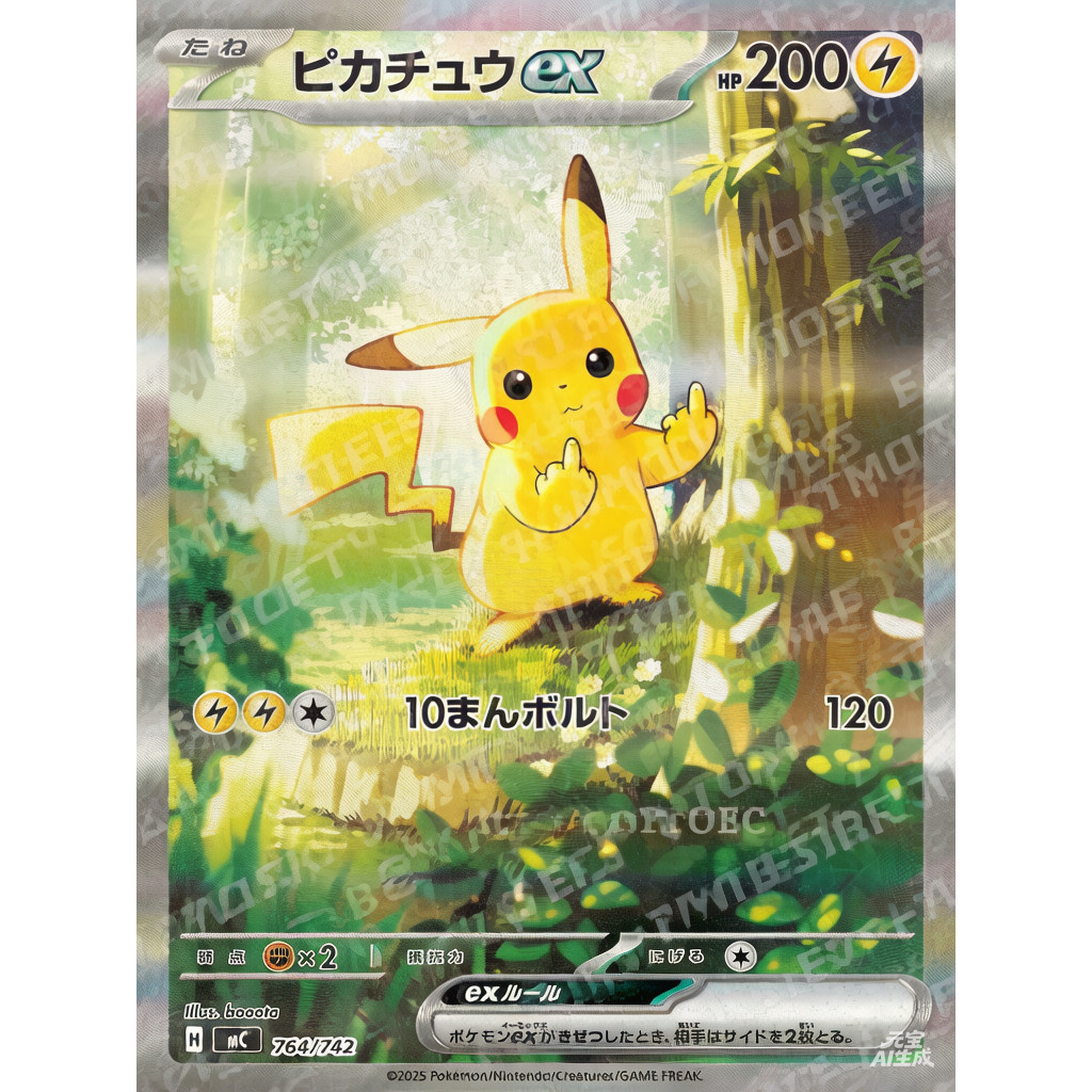 PTCG DIY独家网红竖中指皮mc预组100恶搞英文日文繁中自制卡定制