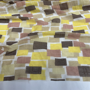 撞色幻彩几何菱格双皱雪纺纱面料连衣裙旗袍睡衣布料滑软垂