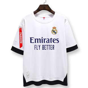 皇马球衣20-21队服阿扎尔本泽马足球迷服短袖T恤衫男女中袖五分袖