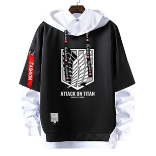 进击的巨人调查兵团兵长艾伦动漫假两件连帽卫衣男女外套衣服帽衫