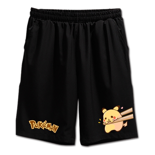 精灵宝可梦卡达鸭皮卡丘动漫周边速干短裤子男士五分裤中裤休闲裤