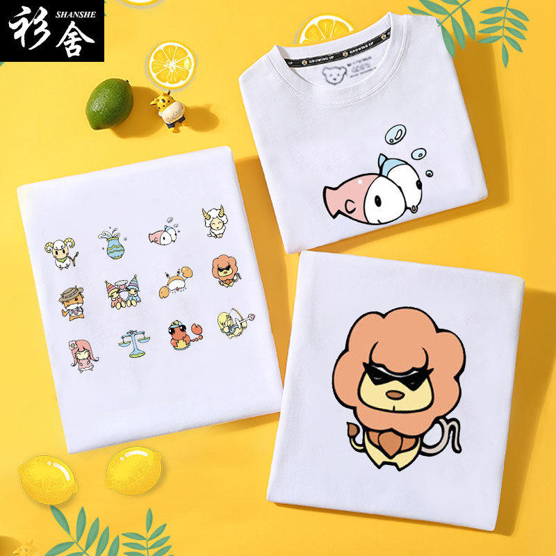 十二星座黄道十二宫巨蟹摩羯水瓶双子双鱼短袖t恤衫