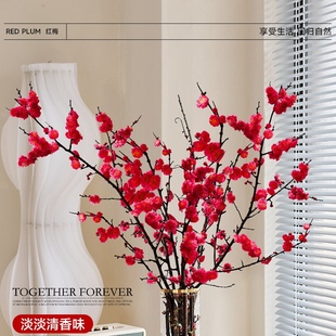 红梅干枝水培真花鲜枝雪柳带花苞腊梅鲜切花卉植物室内桃花枝客厅