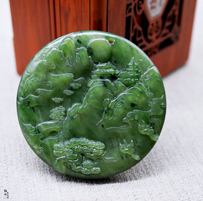 新疆和田玉碧玉山水无事大好河山