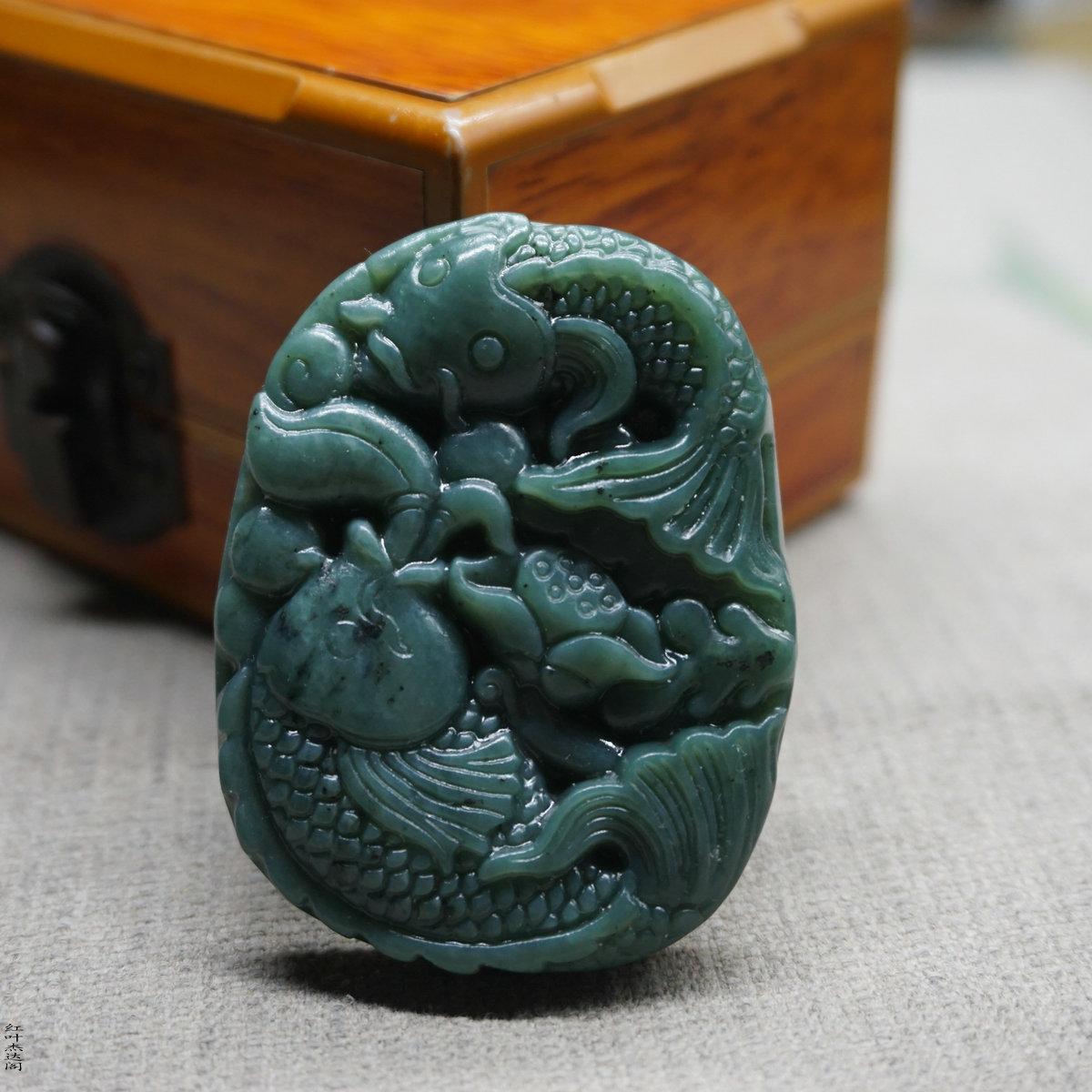 碧玉双鱼吊如鱼得水连年有余鲤鱼