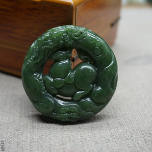 天然玉石和田玉碧玉龙马精神一马平川吊坠男女款玉坠玉挂件玉项链