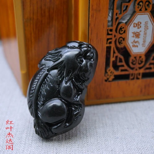 天然玉石黑绿玉手把 貔貅玉把件男士高档礼品 墨绿玉玉玉把玩件