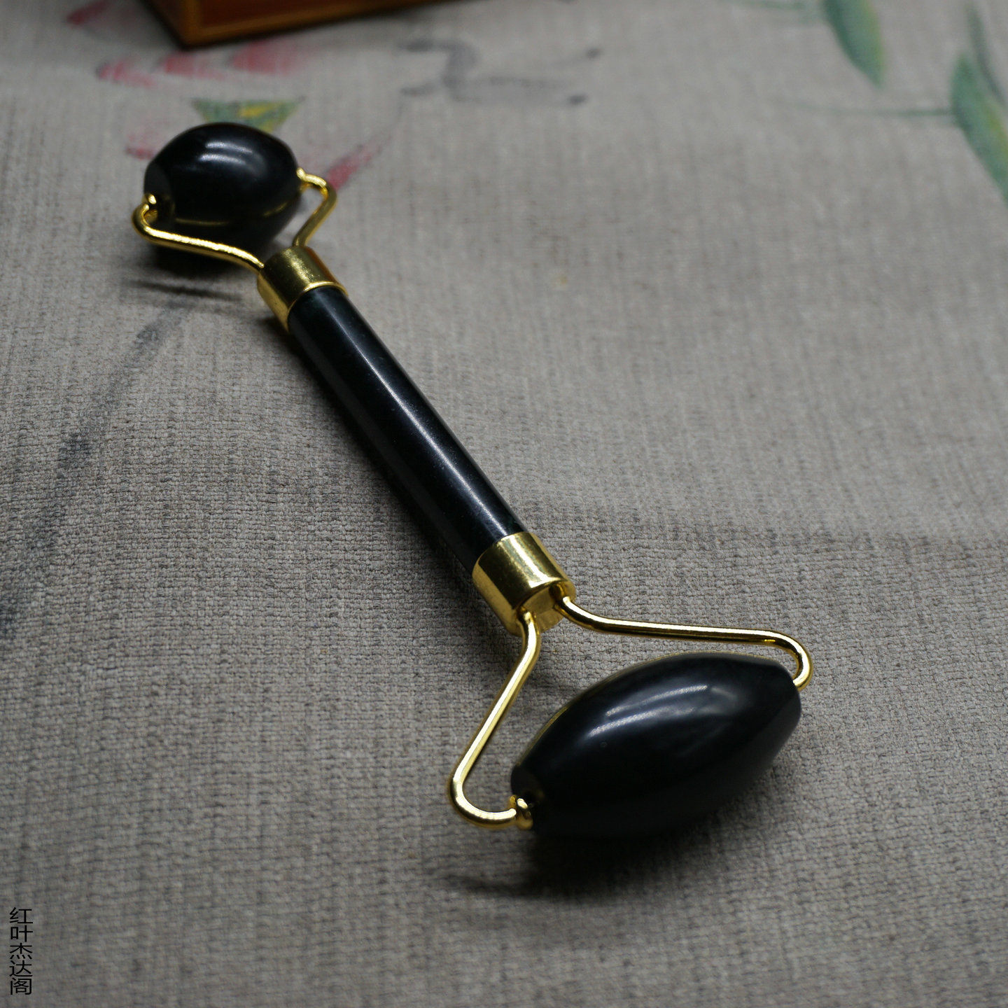 天然玉石器滚轮按摩套装黑绿玉牛角刮痧板美容院全身脸部按摩器
