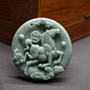 天然玉石贵州翠马年有钱马上有钱玉吊坠男女款挂件生肖马玉佩项链