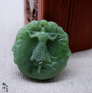 和田玉碧玉大圣归来一生所爱吊坠苹果绿一面成佛一面成魔挂坠玉坠
