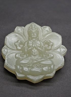 天然阿富汗玉莲花观音玉石吊坠项链菩萨挂件玉佩玉坠男女汉服配饰