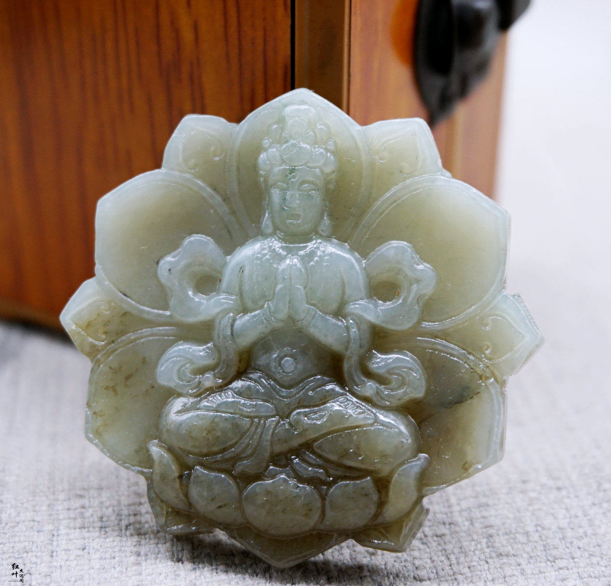 天然和田玉莲花观音吊坠糖玉俏色渡母观音菩萨挂件玉石项链男士玉