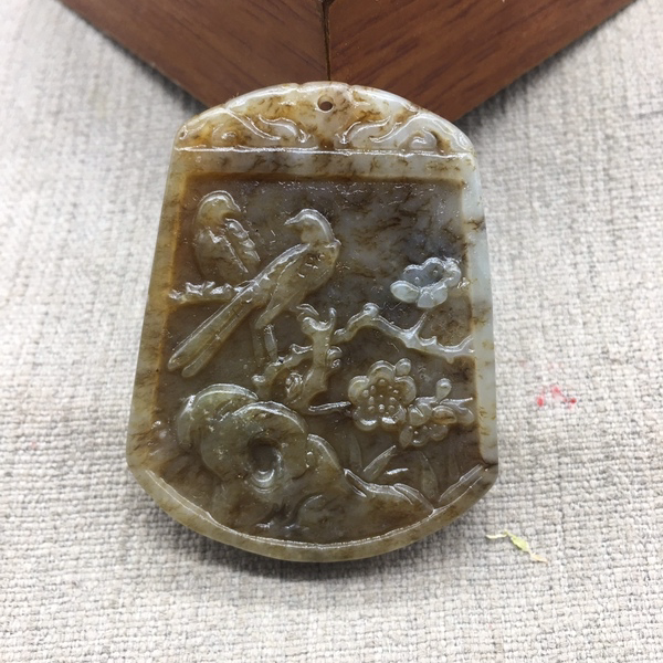 新疆和田玉天然玉石挂件花开富贵