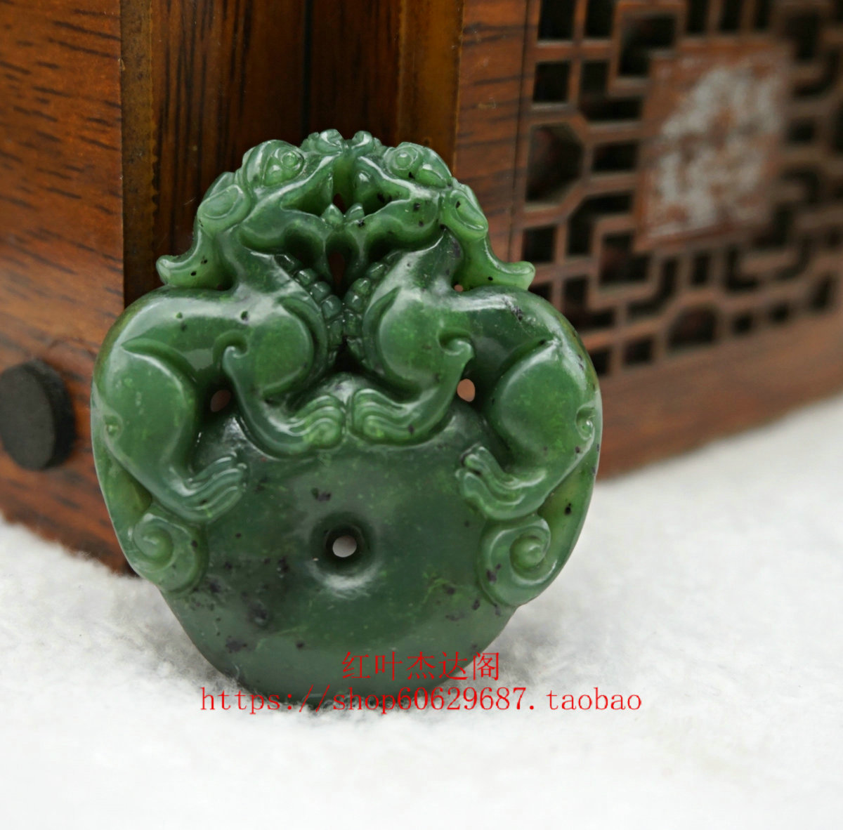 新疆和田玉碧玉貔貅吊坠男款玉石玉坠双貔貅吊坠玉项链挂件男