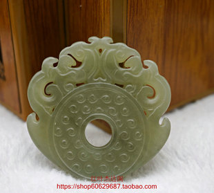 玉石玉佩天然和田青白玉双凤和鸣吊坠挂件青白玉镂空双凤凰民族风