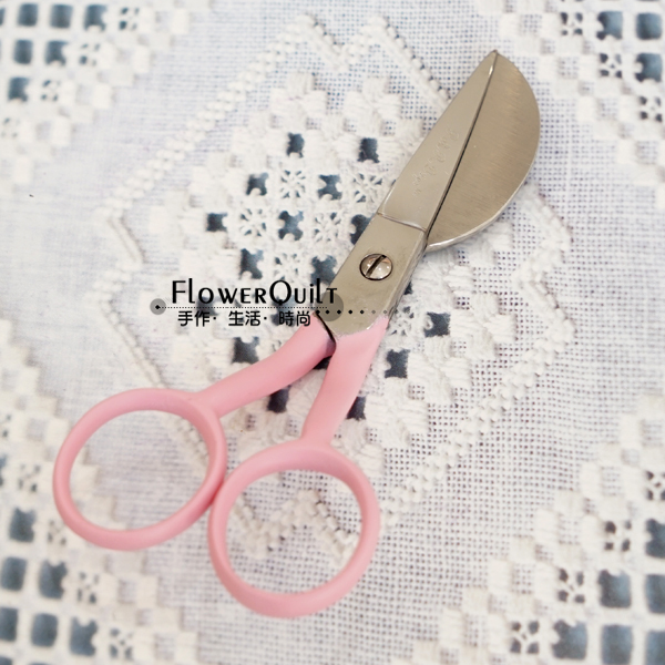 美国Pinklepie粉色弯柄圆头贴布剪刀-4英寸