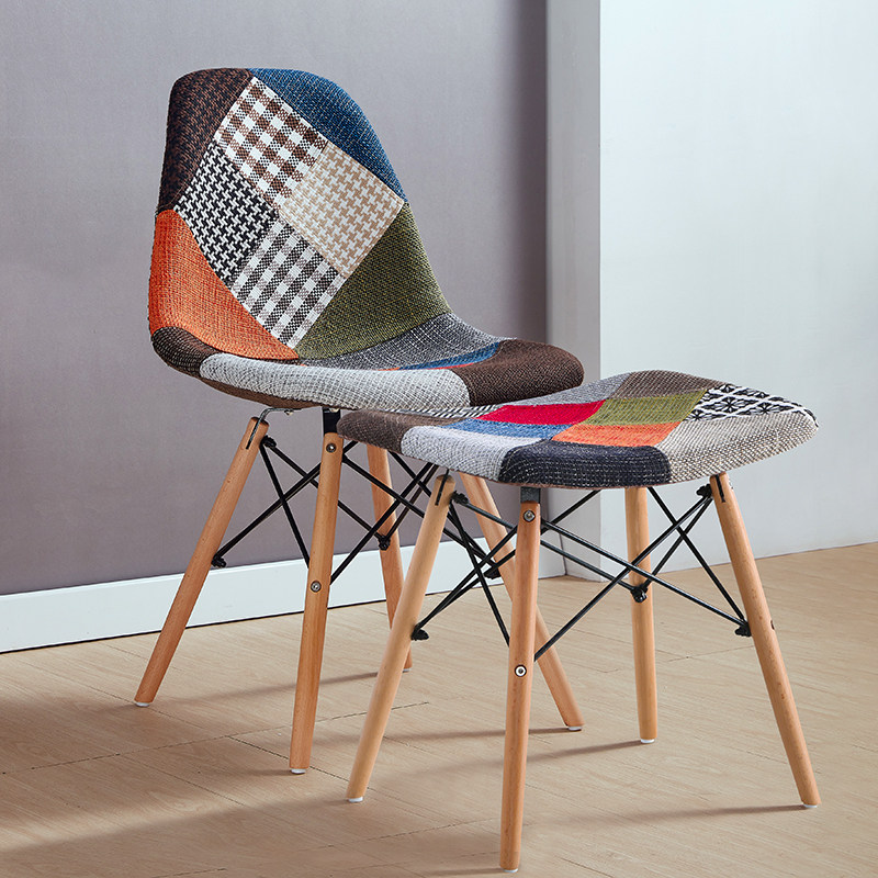 千鸟格伊姆斯书桌椅布艺椅子卧室少女创意凳子靠背单人设计师餐椅