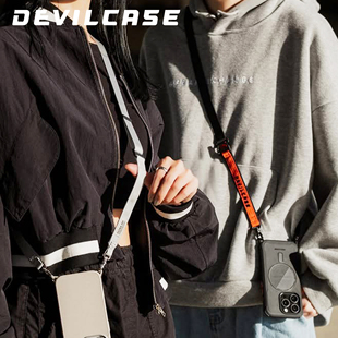 台湾DEVILCASE潮流宽背带挂脖斜跨可旋转不打结挂绳舒适布料手绳