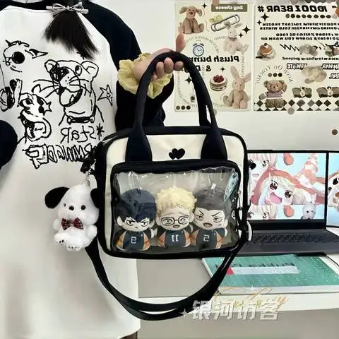 单肩包斜挎包百搭吧唧谷子痛包扎大容量板学院二次元纯色日系娃包