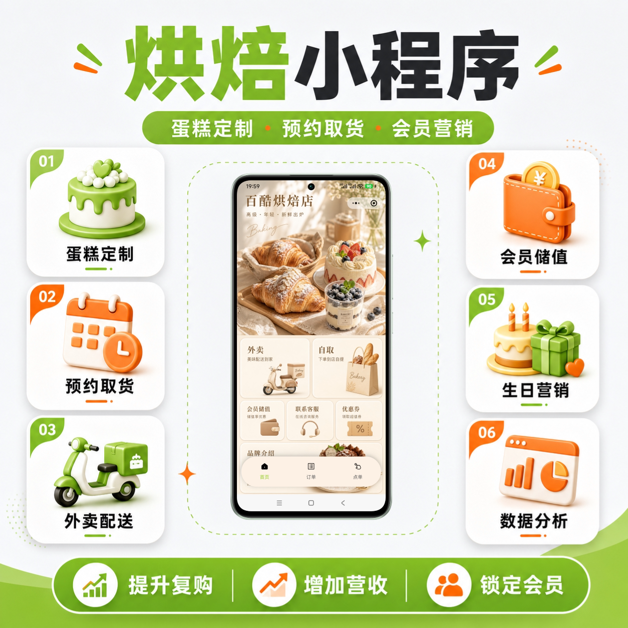 微信小程序扫码点单下单烘焙蛋糕店点餐外卖系统商城堂食抖音核销