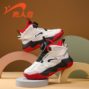 贵人鸟男童鞋潮牌加绒运动鞋2025秋冬季新款防滑软底女大童革面鞋