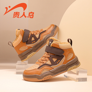 贵人鸟男童鞋加绒板鞋魔术贴棉鞋冬季2025新款女童防滑耐磨运动鞋