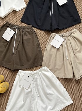 韩代@stateme*t 质感版型超好！百搭简约抽绳松紧腰宽松休闲短裤