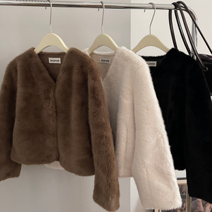 超好rua 皮毛一体仿水貂绒环保皮草外套气质毛毛外套 韩代baby酱