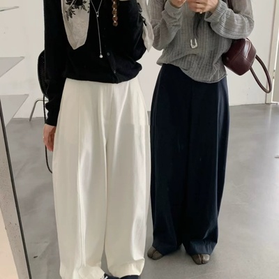韩代款 高品质加厚天丝棉！宽松阔腿显瘦休闲裤拼接弯刀裤气球裤