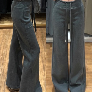 慵懒垂垂裤 lulu风巨显瘦显腿长 加宽腰头直筒阔腿加绒休闲卫裤