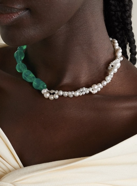 欧美小众completedworks同款天然珍珠手工编织玻璃珠透亮项链颈链