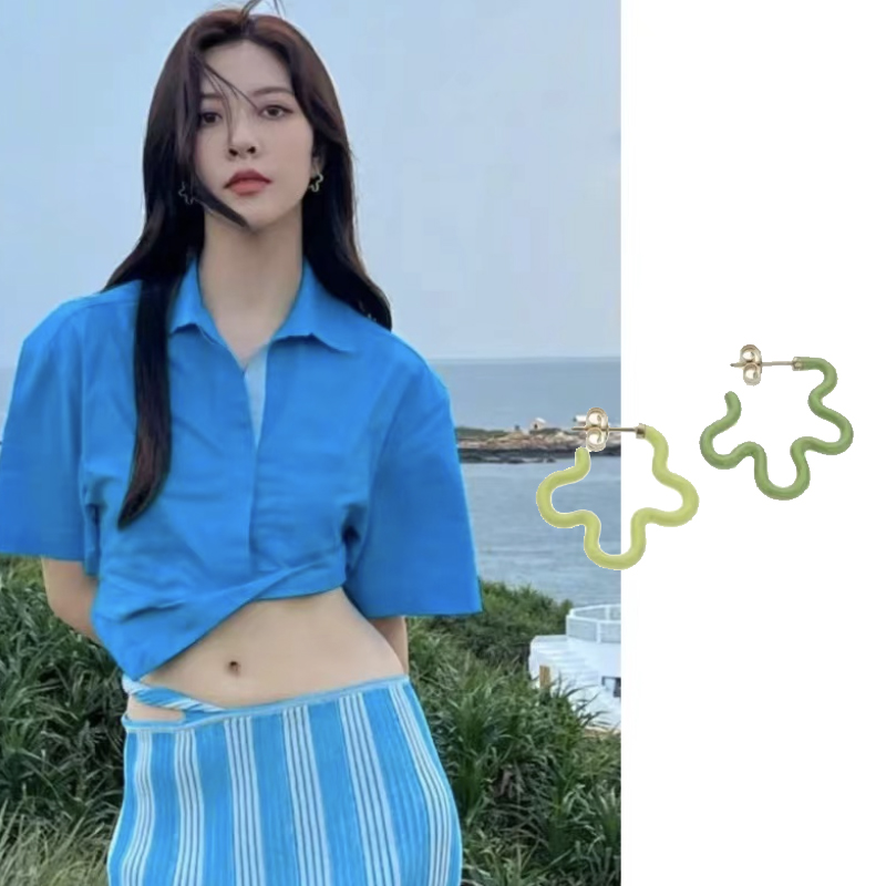 欧美藤蔓耳环双色明星同款女花朵