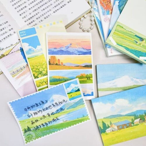 双面治愈风景便签手账本无粘40张120g纸7.5x11cm