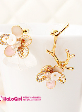 特价韩国耳饰 Nuance专柜正品耳坠 别致梅花AB版水钻耳环耳钉女