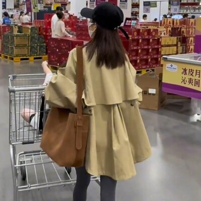 高级感休闲气质风衣外套女中长款2026新款小个子韩版宽松时尚上衣