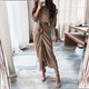 Sleeve Shirt Dress Slit Summer Ladies Long Women Short