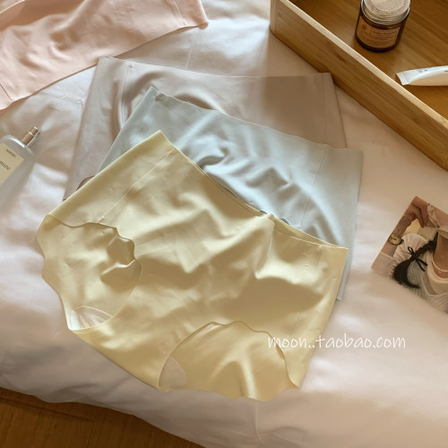 裸感粉底液无痕内裤女士波浪边冰丝透气贴身不勒高腰短裤头三角裤