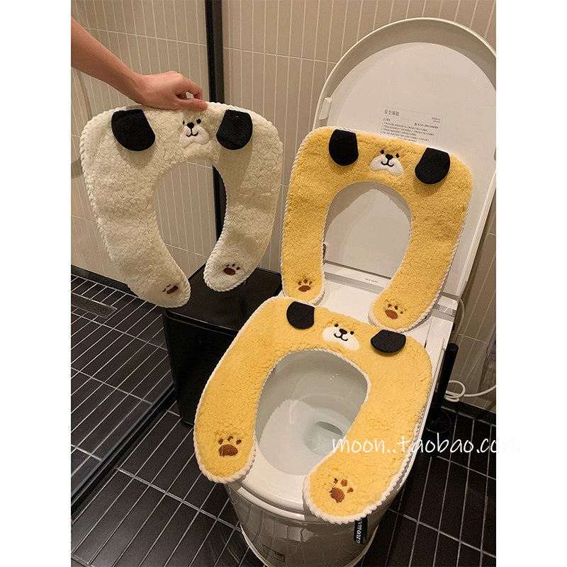 秋冬防冻粘贴式坐便套马桶垫圈卡通可爱毛绒马桶坐垫抗菌坐便垫