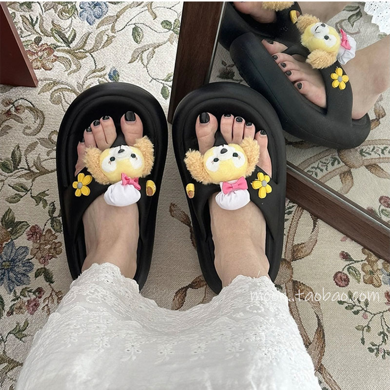 踩屎感厚底人字拖2025新款女夏季可爱厨师狗外穿夹脚凉拖鞋情侣款
