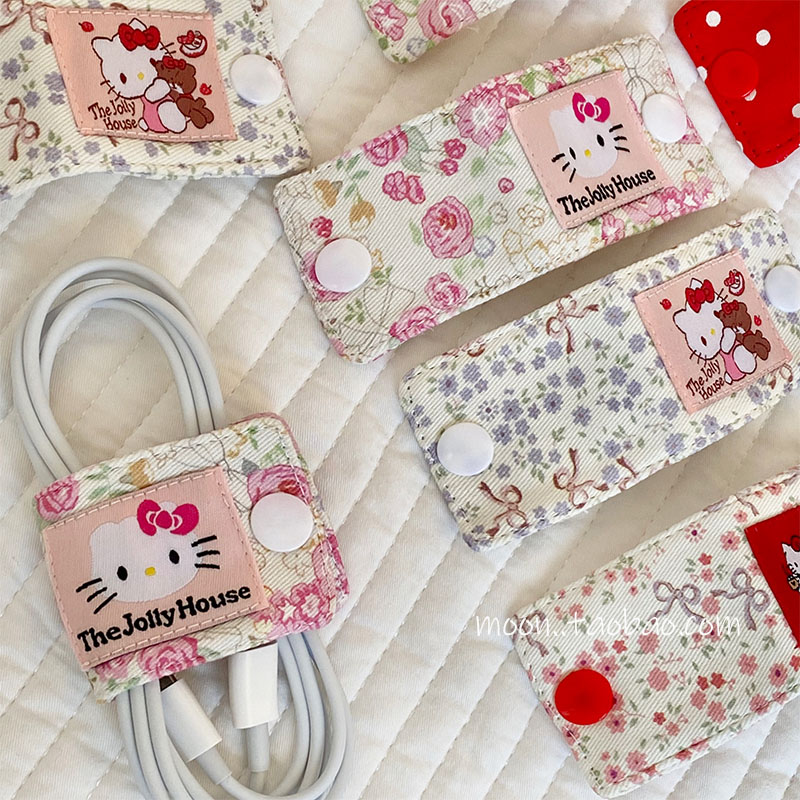 hallo小猫可爱耳机充电线数据线收纳ins日系手工制作集线器固定器