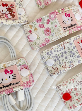 hallo小猫可爱耳机充电线数据线收纳ins日系手工制作集线器固定器